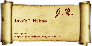 Jakó Miksa névjegykártya