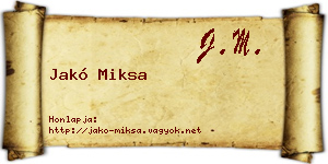 Jakó Miksa névjegykártya